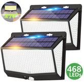 468 LED Solar Motion Sensor Security Light 3000LM Outdoor Waterproof Wall Lamp